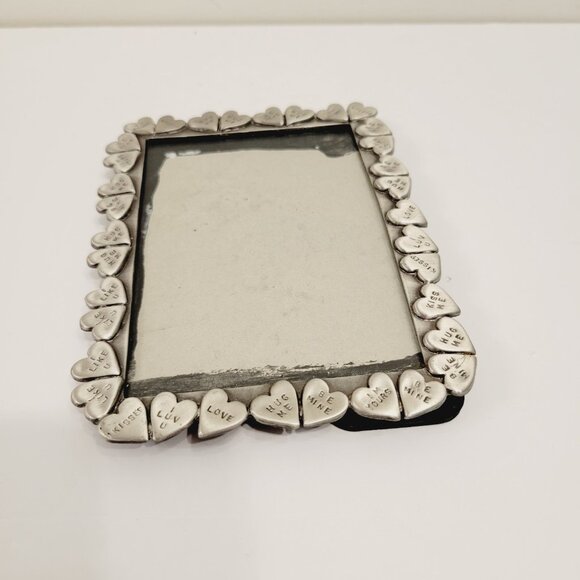 Conversation Hearts Kisses Hug Me Luv You Silver Photo Picture Frame - Picture 4 of 4